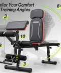 Upgraded Adjustable Weight Bench With Leg Extension And Curl, 9 Back Positions and 3 Way Headrest, foldable design