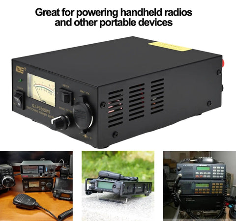 Beefy 13.8V 30A Bench Switching Power Supply For Ham Radios Regulated Analog DC Source front view with dials and vents