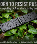 Heavy Duty Gate Hinges 6 Pack Adjustable 270 Degree Black Iron Folding Barn Door Hardware For Wood Fence Yard Gate Farm, shown with water droplets on leave.