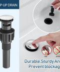 Brushed Nickel 1 Hole Single Handle Bathroom Faucet With Pop Up Drain And Supply Lines, solid brass, no fuss install