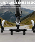 1 Pair Bike Handlebar Stand With Silicone Straps, Quick Release Bicycle Repair Bracket, secured on road bike in scenic backdrop