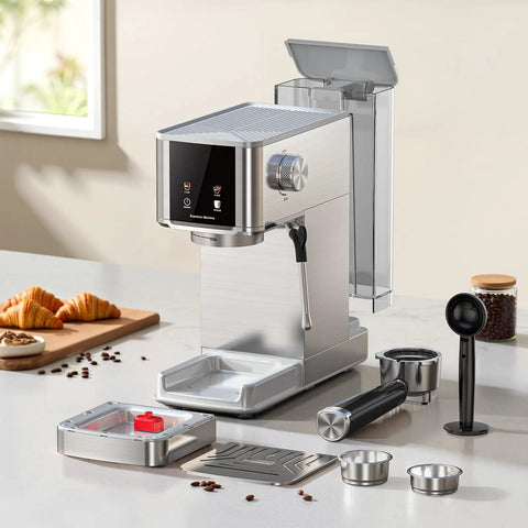 20 Bar Espresso Machine Stainless Steel With LED Display And Steam Milk Frother For Cappuccino Latte And Espresso At Home