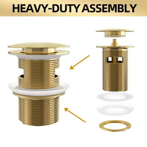 Heavy-duty assembly diagram for Black Pop Up Tub Drain For Freestanding Bathtubs Easy Install Kit With Standard Thread Stopper