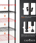 Three To Five Tier Adjustable Height Wire Shelving Unit With Heavy Duty Steel Frame And 250 Lb Per Shelf Capacity For Garage Organizer Pantry Kitchen Utility Storage Black, adjustable shelves