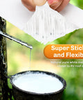 RV Roof Tape Sealant 4 Inch 50 Foot Natural White Heavy Duty Roof Repair Tape being peeled off, demonstrating stickiness.