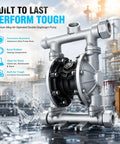 Air Powered Double Diaphragm Pump For Waste Oil Transfer, 30 GPM At Up To 125 PSI, Half Inch Inlet And Outlet, Aluminum Alloy, Heavy Duty, Corrosion-Resistant, Dry-Run Safe Pneumatic Transfer Pump shown in industrial setting