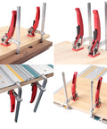 Ratcheting Table Clamp Set For Saw Tracks And Guide Rails Quick Bar Clamps For MFT Tables, red handle, heavy duty alloy steel