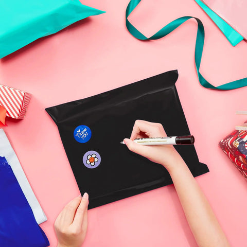Hand writing on Heavy Duty 14.5x19 Black Poly Mailers 50 Pack Self Sealing Shipping Bags For Clothing with decorations