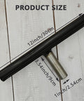 Wood lathe tool rest, side view, black 12-inch length with 1-inch stainless steel post