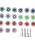 Kick Up Your Surface Game With This 1 Inch Radial Bristle Disc Buffing Wheel Kit That Sports A Snug 3Mm Shank And Delivers Rapid Smoothness For Jewelry Restoration Wood Carving And All Your Serious Detail Sanding Jobs, featuring colorful bristle discs and metal shanks.