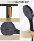 Close-up of Matte Black Shower Kit With Slide Bar And Handheld Shower Head Brass Hose, featuring solid brass and silicone nozzle