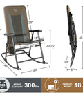 Foldable Padded Rocking Chair With A 29 Inch High Back For Outdoor Chill Sessions Easy Stand Up Heavy Duty And Portable Brown