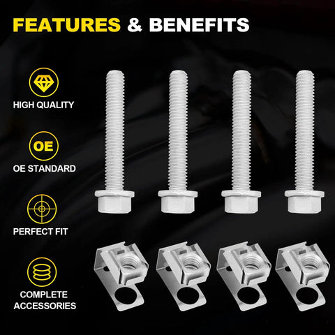 High Octane Exhaust Manifold Flange Bolts And Nuts 03442 Hardware Kit Four Piece showing forged steel fasteners and accessories.