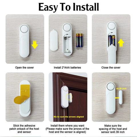 Step-by-step installation of 120dB Door And Window Alarm Sensor Kit With 3 Modes No Brainer Setup For Home Security
