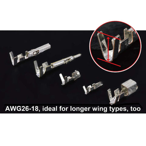 Pro Grade Universal Connector Crimping Pliers 175mm Long Barrel Wing Type for AWG 26 to 18 terminals overview with focus on details