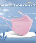 Pink Kids KN95 Face Masks 50 Pack Five Layer Breathable Protection Multicolor Set With Adjustable Ear Loops and Anti Slip Buckles