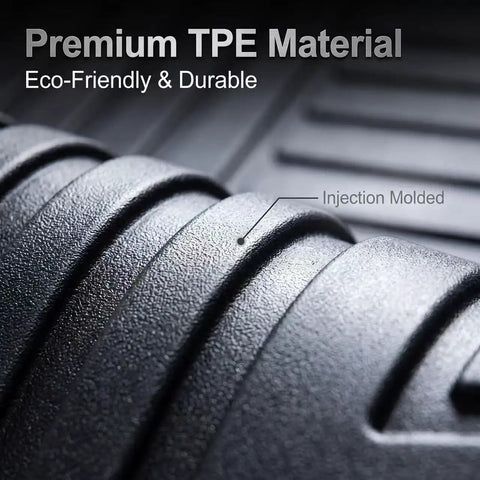 Close-up of Premium TPE material for Straight Up Hella Durable Floor Mats For Tesla Model Y Custom Snug Fit All Weather.