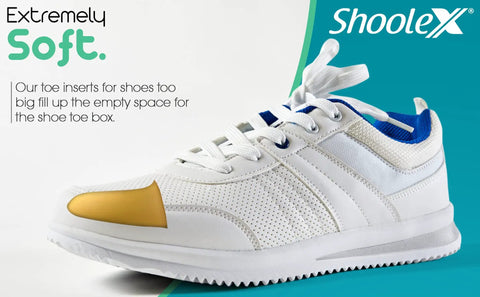 White sneaker with memory foam shoe inserts for big shoes fit unisex toe box fillers for wide feet, showcasing use.
