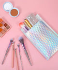 60 Pack Holographic Bubble Mailers Dope Waterproof Self Seal Foil Glitter Glamour Shipping Envelopes In 3 Sizes with makeup