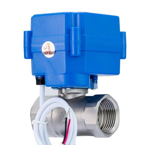 Half Inch Motorized Ball Valve In Stainless Steel With Full Port For Water Lines 9 To 24V AC DC Two Wire Auto Return