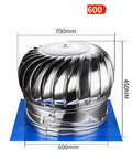 Built For The Grind 304 Stainless Steel Roof Exhaust Fan With Non Powered Damper For Warehouse Ventilation featuring a shiny turbine design.