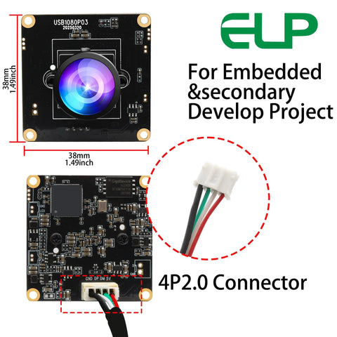 Low Light USB Camera Module With Starvis 0.0001 Lux, 1080P H.264 Web Cam For Laptop And Raspberry Pi circuit board and connector