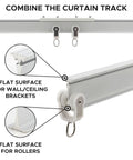 Flexible Aluminum Ceiling Curtain Track 13.1ft Bendable Wall Mount Kit, Heavy Duty Alloy Curtain Rail for Easy Install, No Cracking, Durable Metal Rod Alternative for Living Room, Bedroom, Office, flat surface brackets and rollers