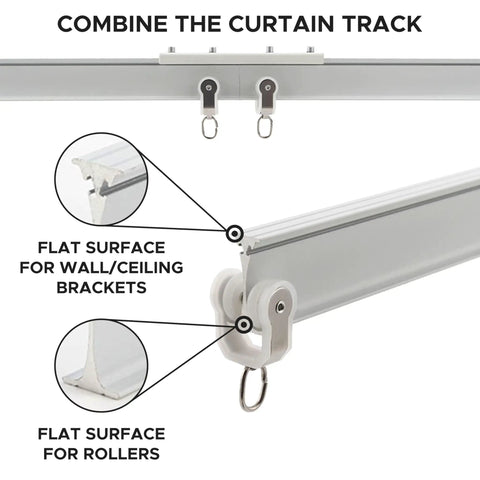 Flexible Aluminum Ceiling Curtain Track 13.1ft Bendable Wall Mount Kit, Heavy Duty Alloy Curtain Rail for Easy Install, No Cracking, Durable Metal Rod Alternative for Living Room, Bedroom, Office, flat surface brackets and rollers