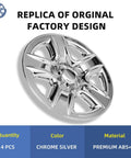 Chrome Silver 17 Inch Wheel Skins For Toyota RAV4 2006 To 2012 Snap On Rim Covers 4 Pack Easy Clip On Installation close-up view.