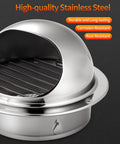 4 Inch 304 Stainless Steel Wall Vent Hood With Louver And Mesh for HVAC And Dryers Industrial Use Heavy Duty Rust Resistant Durable Vent Cover Easy Install High Quality Airflow Protection showing high-quality stainless steel and corrosion-resistant features.