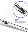 Close-up of buckle on Six Pairs Of 14 Inch Full Extension Ball Bearing Side Mount Drawer Slides For 100 Lb Capacity, Zinc Finish.