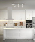 Modern kitchen with Amped Collection 3 Light LED Track Kit With 4ft Track And Floating Feed In White Finish ceiling lighting.