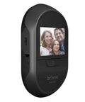 Front Door Peephole Wireless Security Camera With Large Screen, curved design, showing a photo of visitors on display
