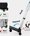 Four In One Rolling Garment Bag for Travel with Wheels carry on size duffle showing expandable trolley and large wheel panel design