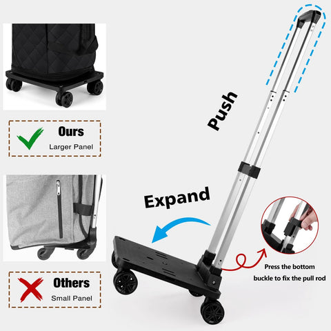 Four In One Rolling Garment Bag for Travel with Wheels carry on size duffle showing expandable trolley and large wheel panel design