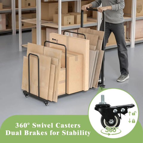 Rolling Cardboard Box Rack With Lockable Wheels Portable Carton Storage Stand Holds Ten To Fifteen Boxes Space Saving Carton Organizer For Home Retail Warehouse And Supermarket with man pushing and boxes loaded