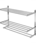 Bathroom Towel Rack 24-Inch 3-Tier Wall Mounted Stainless Steel SUS304 Brushed Finish Towel Bar And Shelf Organizer