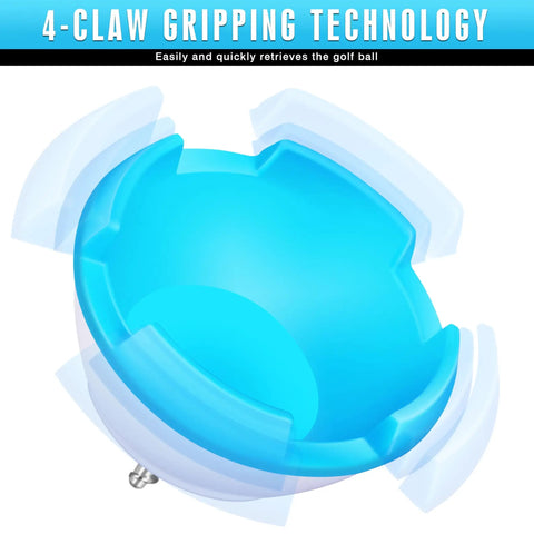 4-Claw Golf Ball Grabber Retriever 2 Pack Rubber Ball Picker Upper For Hole-End Grips No Bend Needed, blue 4-claw close-up