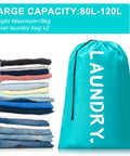 Two Pack XL Travel Laundry Bags With Drawstring Closure, Machine Washable Dirty Clothes Organizer, 24 x 36 Inches shown with clothes