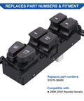 Power Window Switch Button for Front Left Driver Side Fits 2009 2010 Hyundai Sonata Replace OE 93570-3K600
