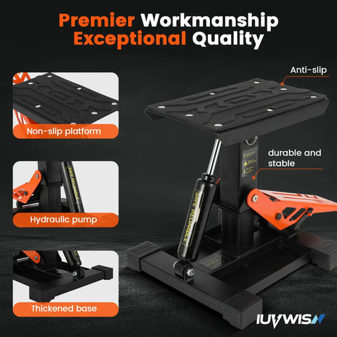 Adjustable Dirt Bike Stand And Motorcycle Lift Jack 1000 Lb Capacity Hydraulic Lift with pedal and non-slip platform