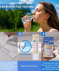 Woman using 8 In 1 Home Water Testing Kit For Tap And Well Water Detect Lead, pH, Alkalinity, Hardness, Copper, Nitrate, Nitrite, And Chlorine