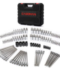 107 Piece Bit Socket Set for 1/4, 3/8 and 1/2 Inch Drives with Torx, Tamper Proof Torx, Hex, Ball End Hex and case