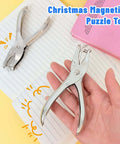 Compact Single Hole Punch Metal Circle Punch for scrapbooking and office use, handheld, placed on lined paper and pink notebook.