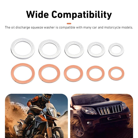 Go To Oil Drain Plug Crush Washer Set For M10 M12 M14 M16 M18 Universal, copper and aluminum washers with wide compatibility