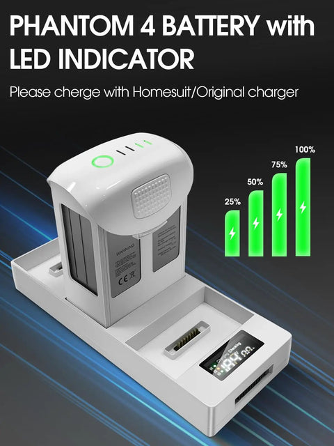Phantom 4 Pro Series Beefed Up Battery Replacement 5870mAh Intelligent Flight Battery Pack with LED status lights on charger