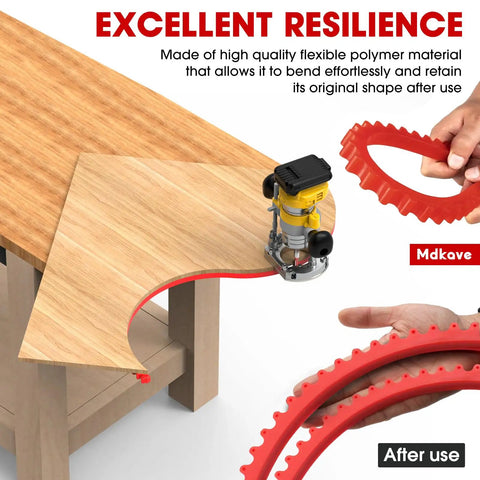 Top Tier 78 Inch Flexible Router Template For Woodworking Precision Curve Bending Strip With Slick Edge Guide For Dead Smooth Arch Routing And No Sweat Cuts On Projects in use on a wooden tabletop.