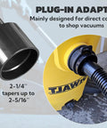 Plug-in adapter from 10 Foot Dust Collection Hose Kit With Five Threaded Adapters For Power Tools And Workshop Vacuums with shop vacuum