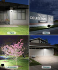 55W LED Flood Light illuminating yard, sign, landscape, and garage with Dusk to Dawn Photocell, 6600 lm, IP65 Waterproof, ETL Listed