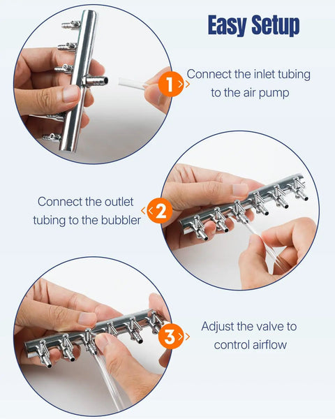 Easy setup of Kickstart Your Tank Game With This Smooth Six Way Aquarium Air Manifold Distributor for optimal airflow.